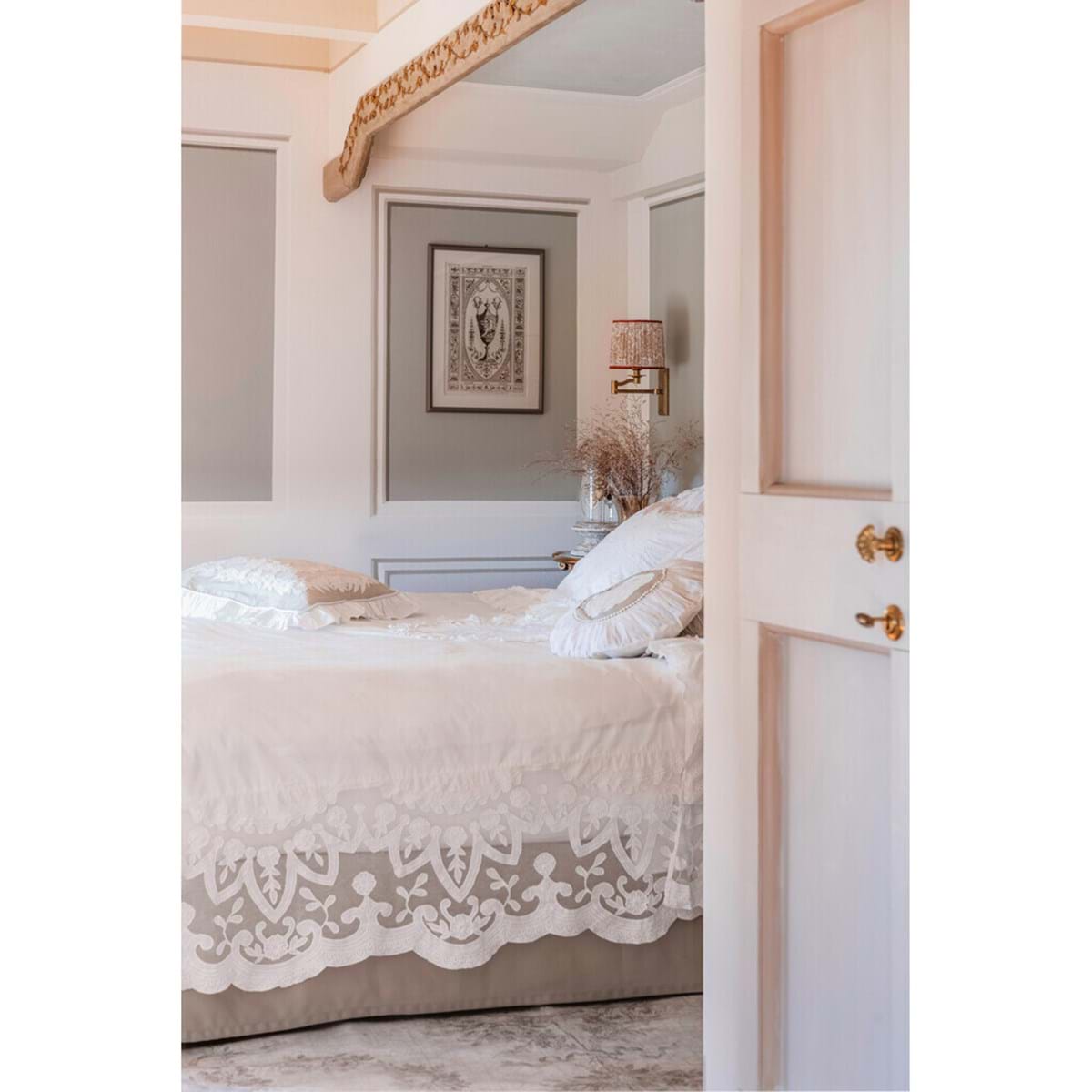 Parure copripiumino matrimoniale in cotone - Collezione Dentelle - 200x250 - Blanc Mariclo