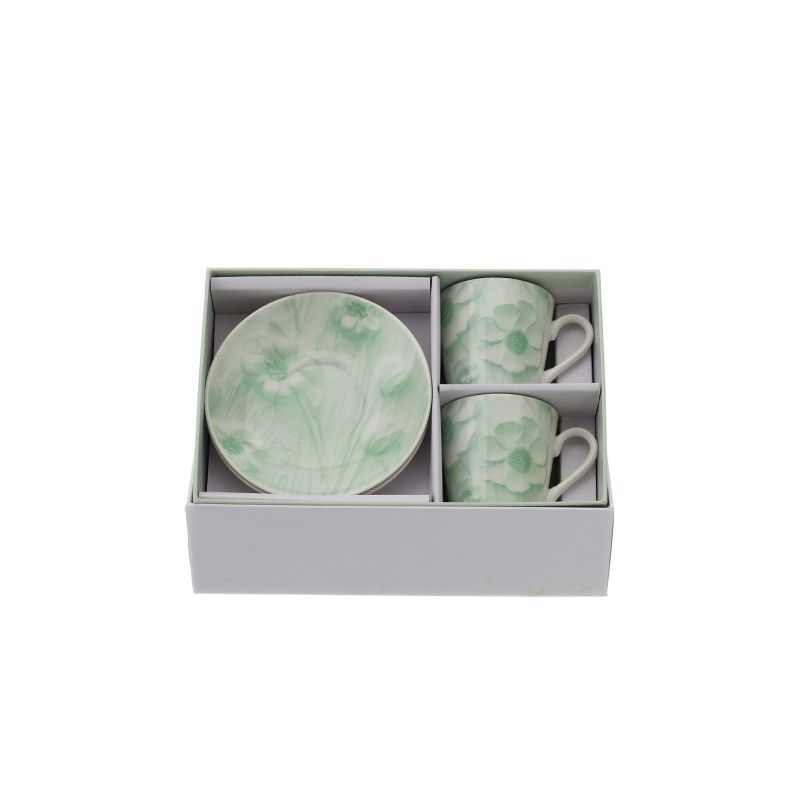 Set 2 tazzine da caffè c/piattino in porcellana vari colori - 8x6 cm - Linea Summerland - Hervit