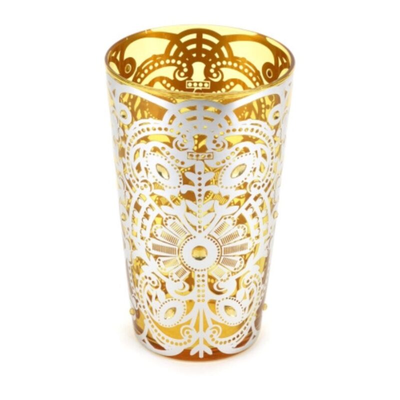 Vaso in vetro Byzantium giallo - H.23x14 cm - Hervit