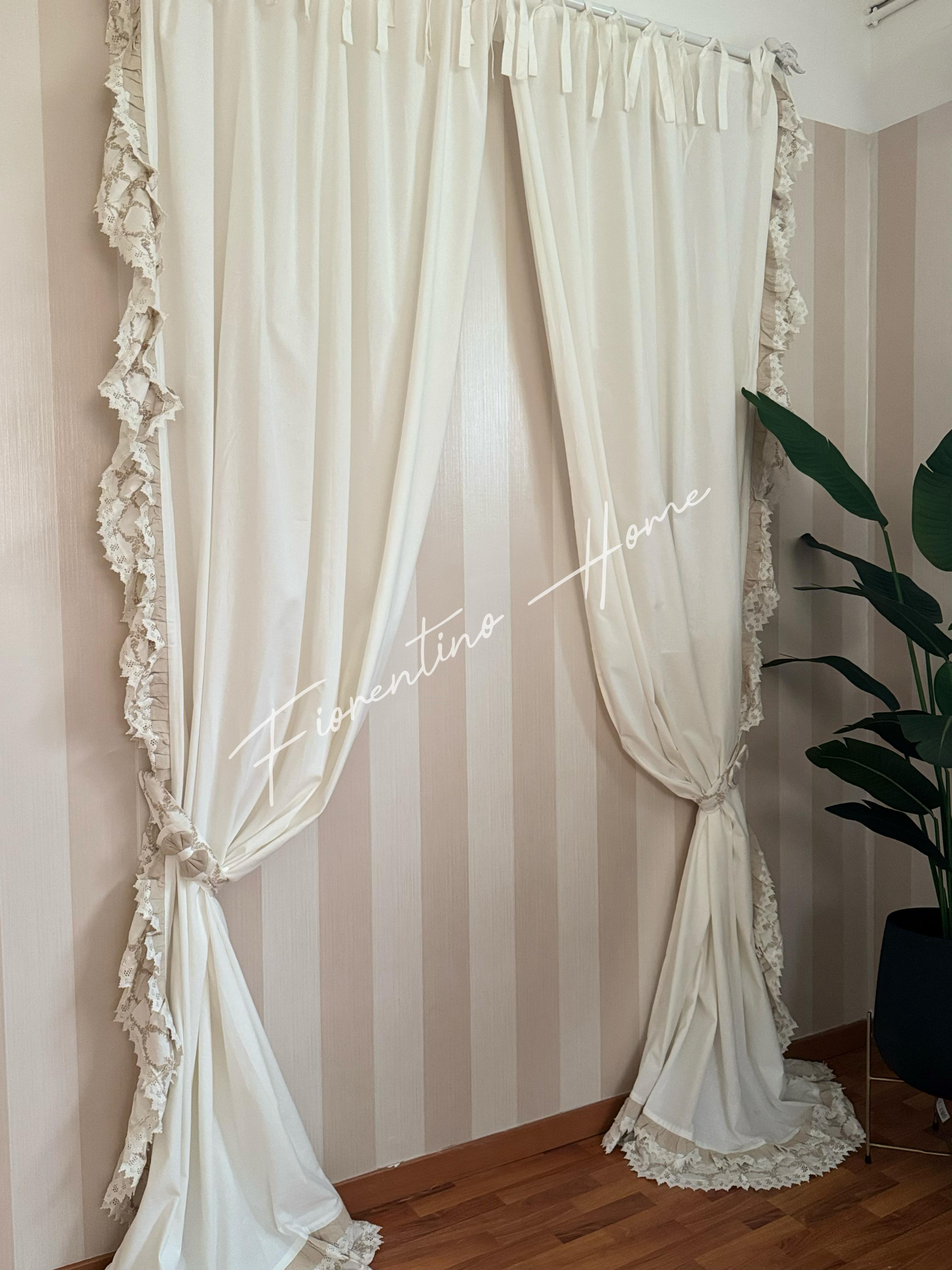 Set 2 tende c/embrasse Damascata - 150x300 cm - Coccole di Casa