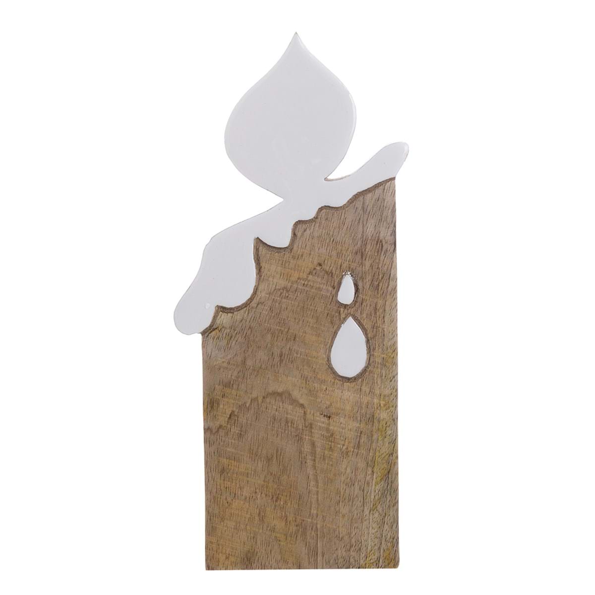 Decoro candela in legno di mango - Collezione Agrifoglio - 10x2x26 cm - Blanc Mariclo