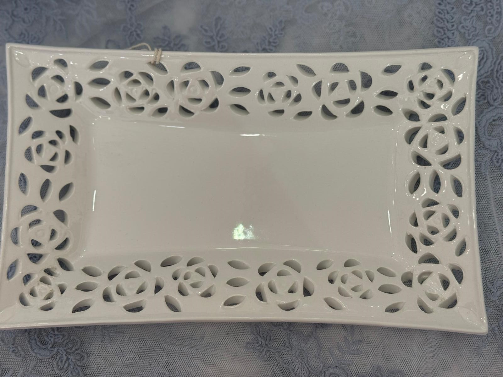 Vassoio in ceramica traforato - 25x15 cm - L'Arte di Nacchi