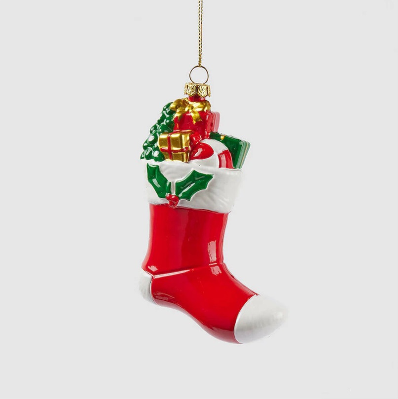Decorazione calza da appendere in plastica - H.11x9 cm - EDG