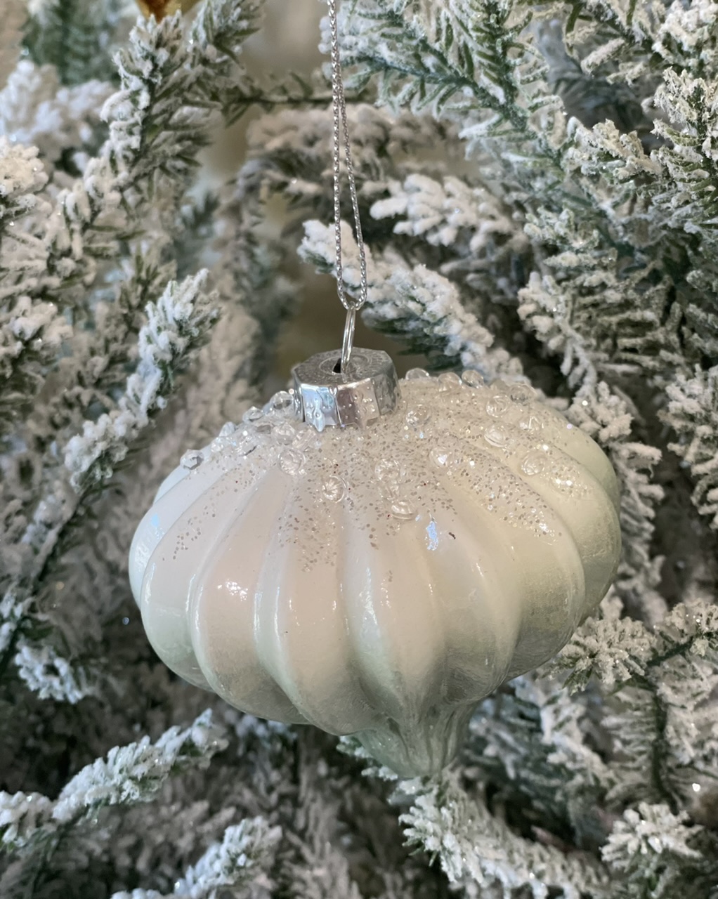Set di 6 sospensioni natalizie in vetro a forma di goccia gelata H.24 cm Meubletmoi STALA 7363 