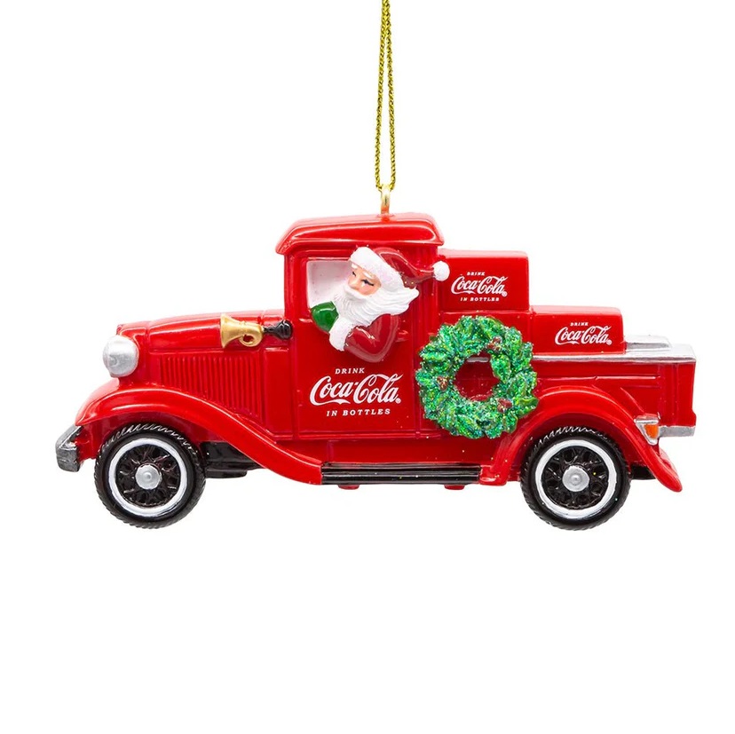 Decorazione natalizia pick up babbo natale Coca Cola in plastica - 10 cm - KurtAdler