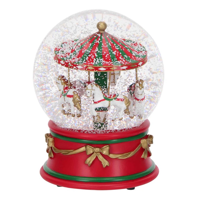 Carillon palla di neve con giostra carosello - H15.8x12 cm - Timstor