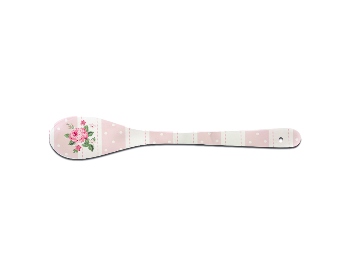 Cucchiaino in porcellana con fiori e righe - Linea Bella - 13 cm - Isabelle Rose