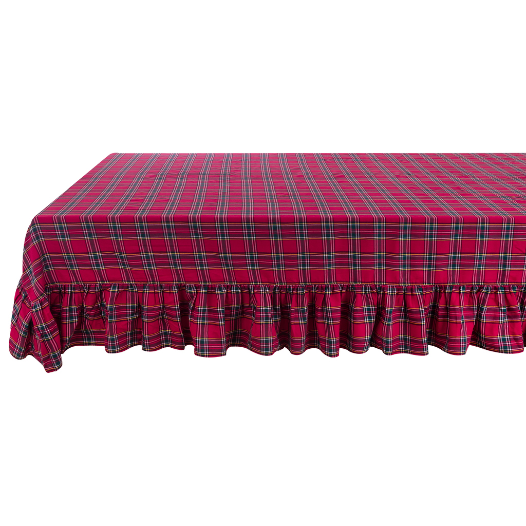 Tovaglia con gala in cotone tartan - 180x370 cm - Blanc Mariclo