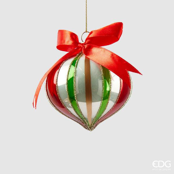 Decorazione trottola in vetro tricolore - diam.8 cm - EDG