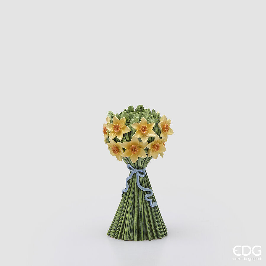 Portacandela in resina bouquet di narcisi - H.20x16cm - EDG