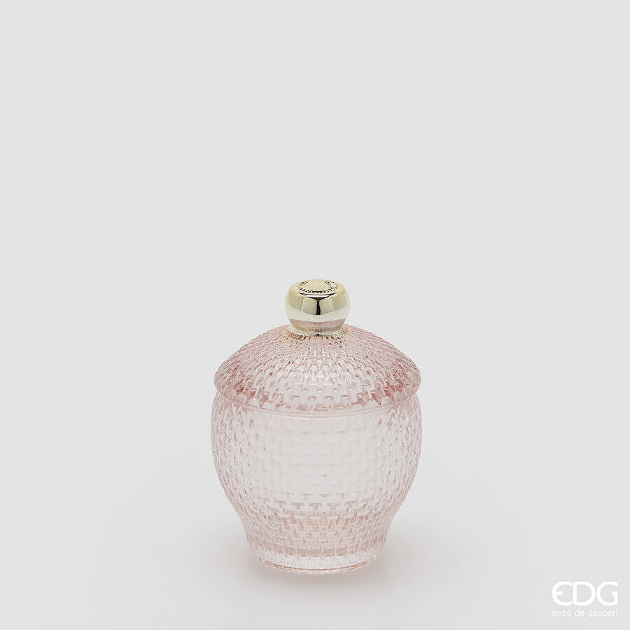 Contenitore in vetro decorativo micro quadretti bombato - H.11.5x8.5 cm - 3 varianti - EDG