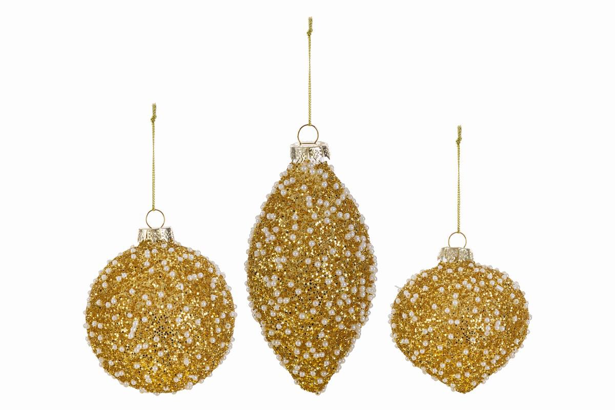 Set 3 palline in vetro mix gold - diam. 10 cm - Le Stelle
