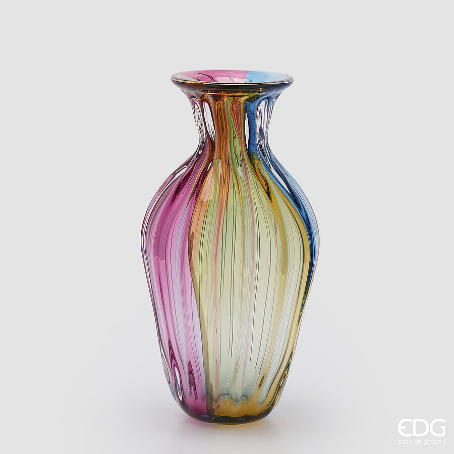 Vaso rainbow in vetro multicolor - H.41x21 cm - EDG