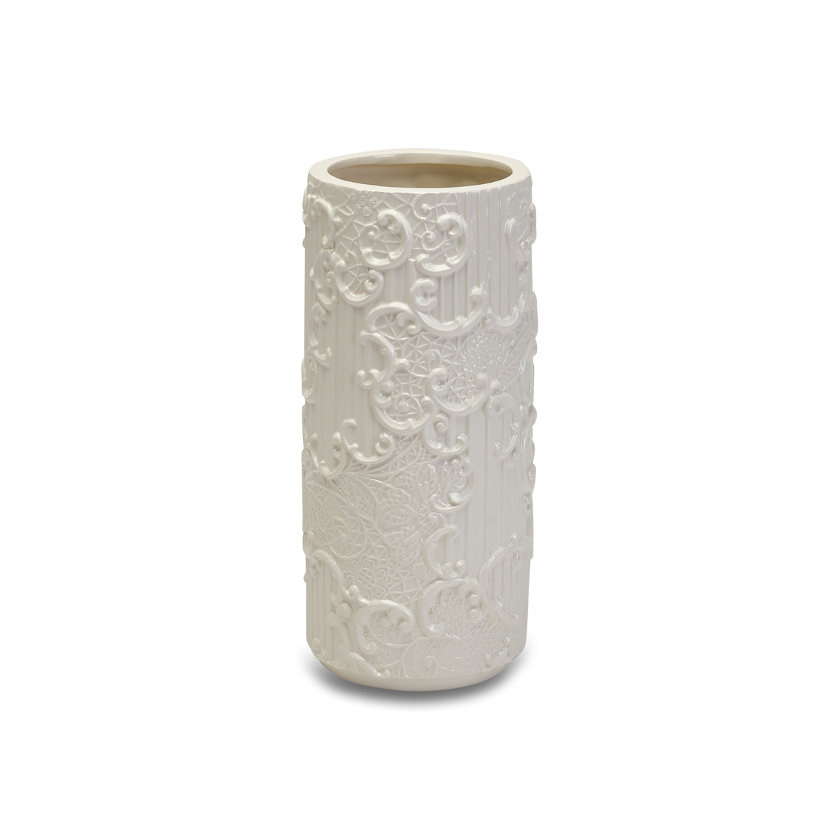 Vaso cilindrico  in porcellana linea Dentelle - H.25x11 cm - Henriette