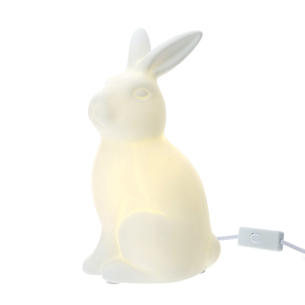 Lampada coniglio in porcellana bisquit - 14x25 cm - Hervit