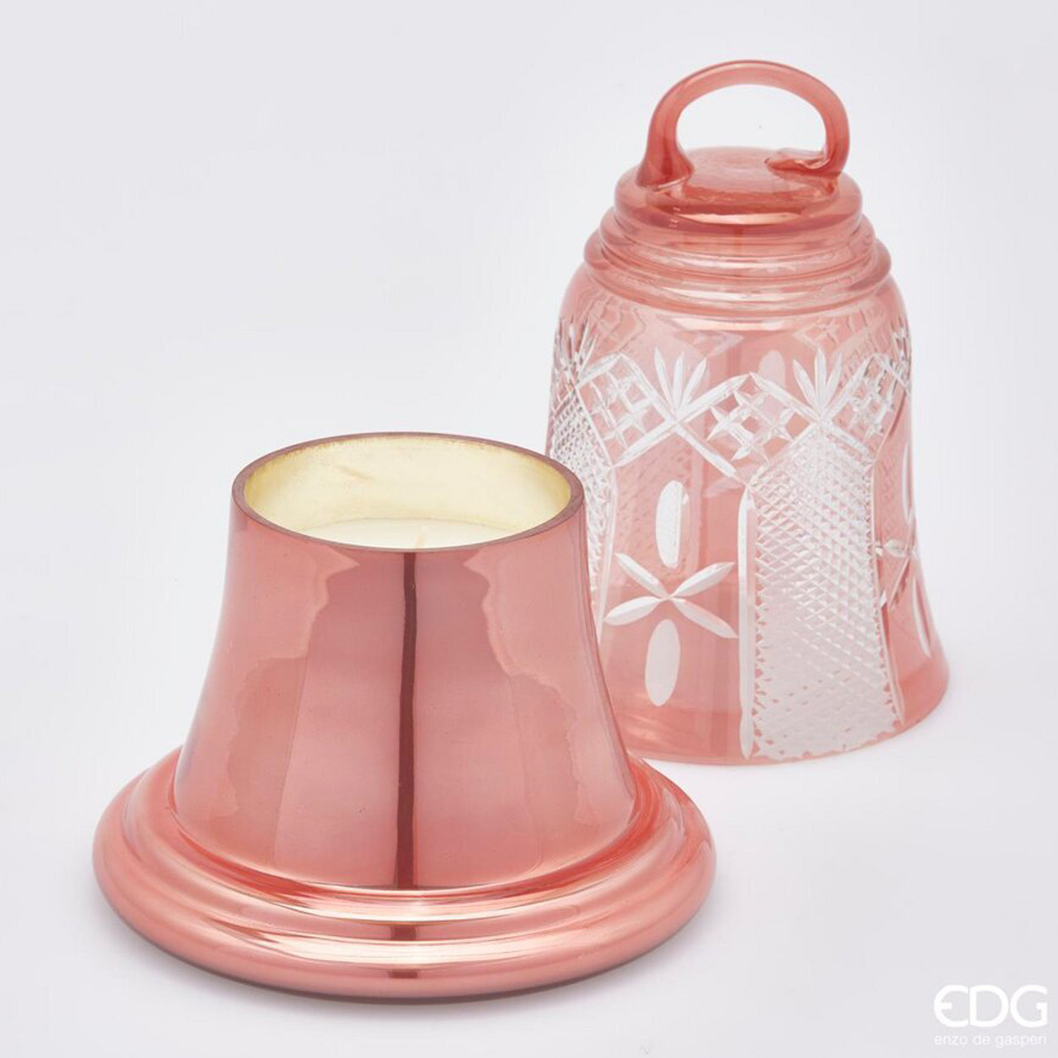 Candela campana in vetro rosa - 1000 gr - EDG