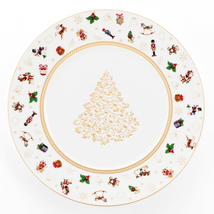 Piatto tondo natalizio in porcellana - diam 31 cm - Linea Xmas - Weissestal