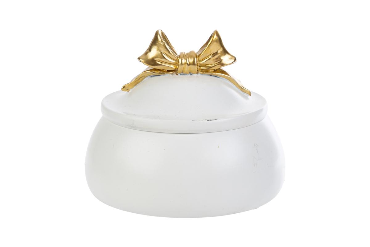 Scatola in resina con fiocco dorato - H.8.5x10x10 cm - Le Stelle