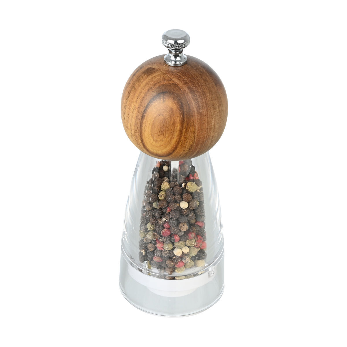 Macinino sale/pepe trasparente e legno - 16.5x6 cm - Estia