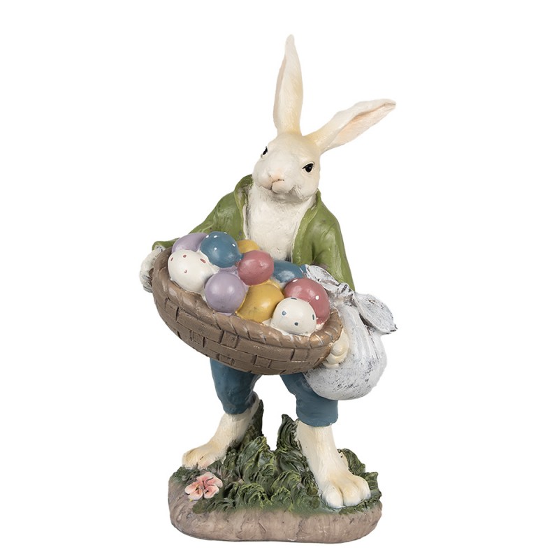 Statua decorativa coniglio con cestino in resina - H.32 cm - Clayre&Eef