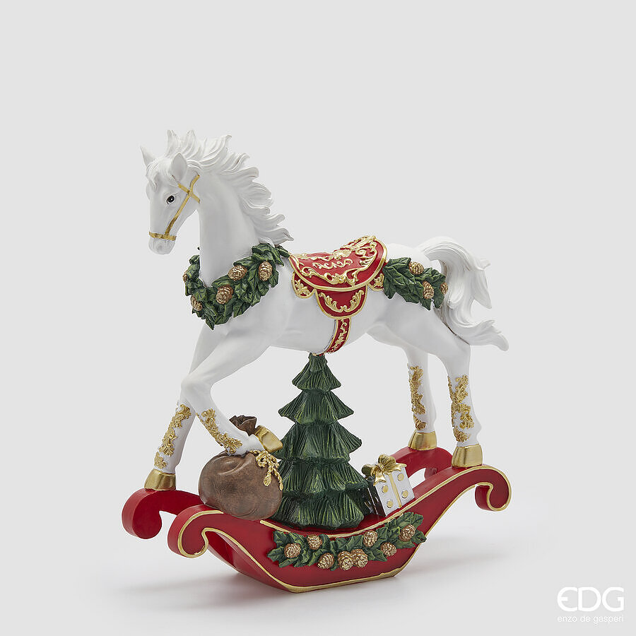 Statua decorativa cavallo a dondolo in resina - H.35x30x11 cm - EDG