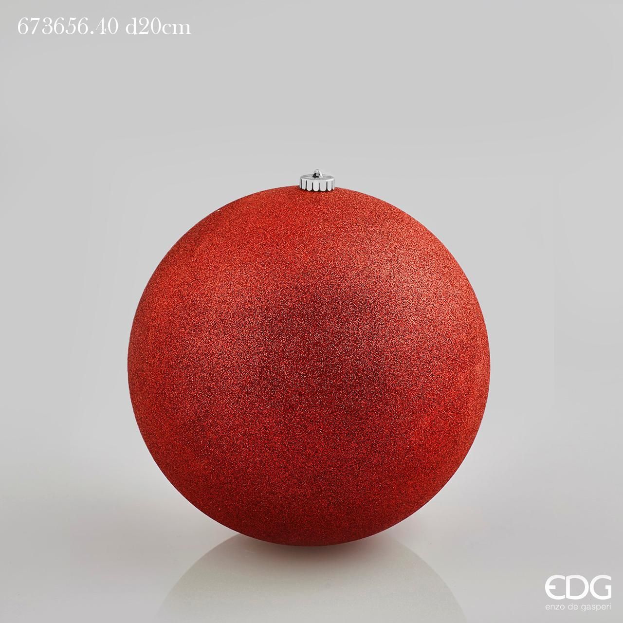 Palla in plastica glitterata rossa - diam. 20 cm - EDG
