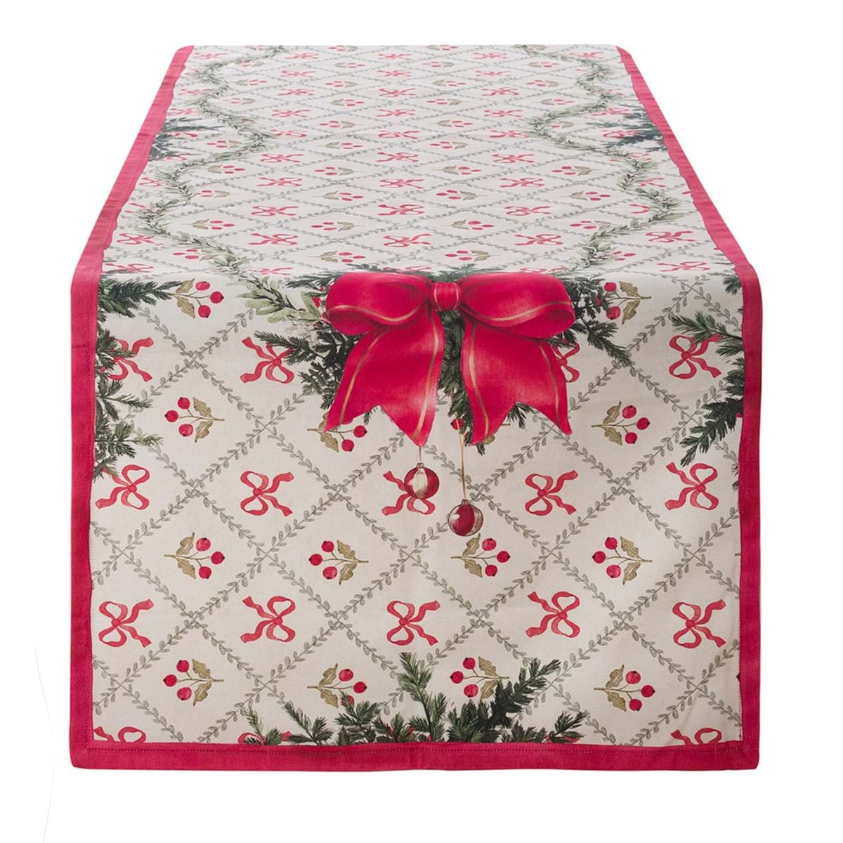 Runner in cotone con stampa natalizia - Collezione Favola di Natale 2025 - 50x180 cm - Blanc Mariclo
