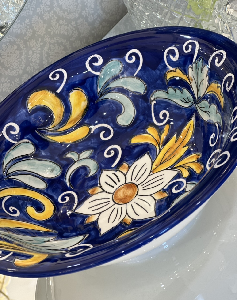 Insalatiera in ceramica stile vietri - diam. 28 cm - Villa D'este