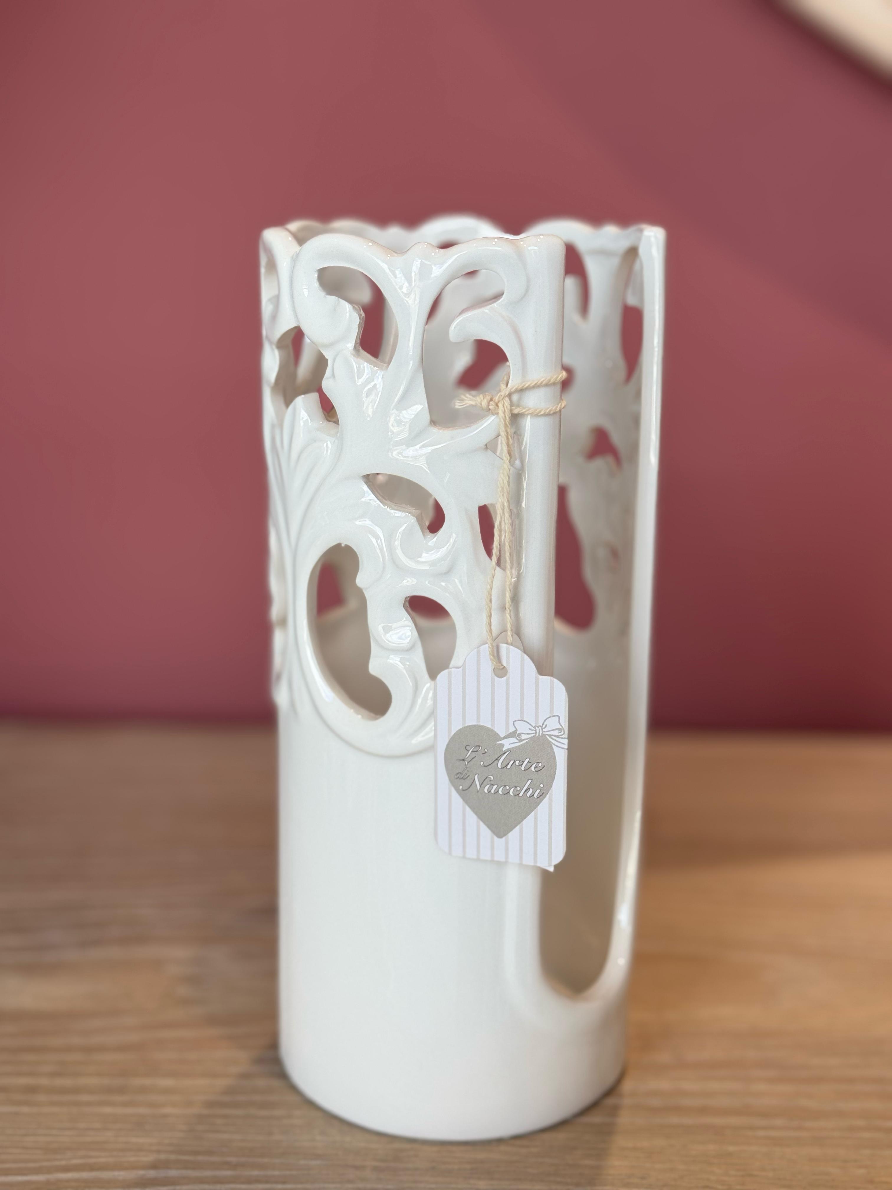 Portabicchieri in ceramica traforata - Cataleya Collection - H.21x9 cm - L'Arte di Nacchi