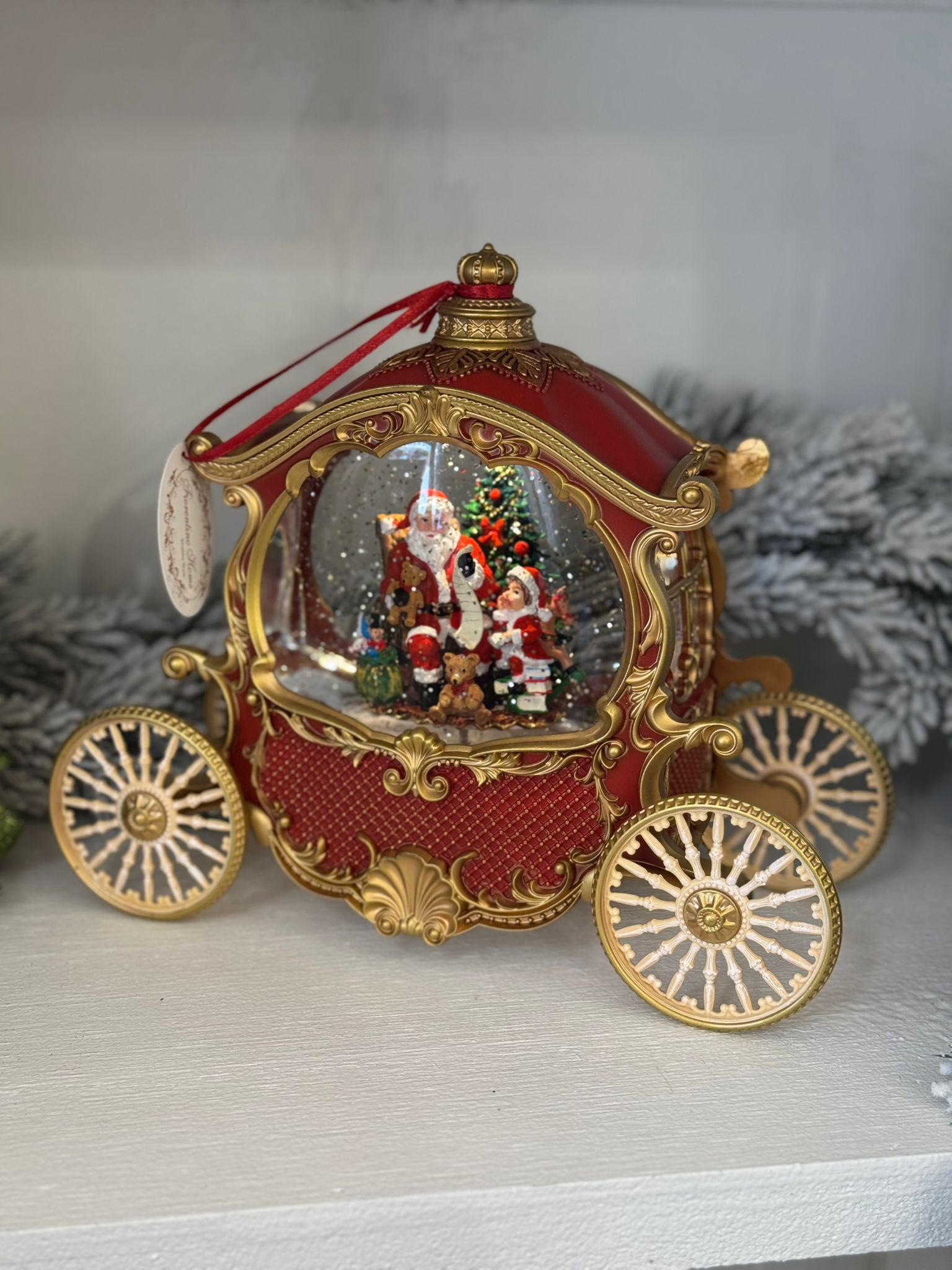 Carrozza natalizia con acqua,luci e musica - H.22.5x11x26 cm - L'Arte di Nacchi