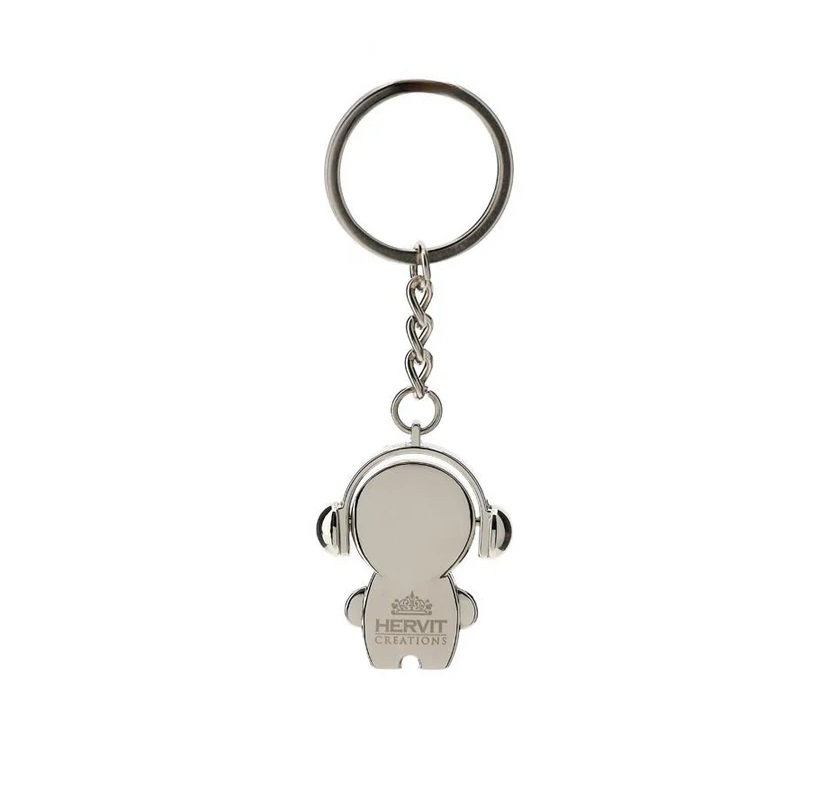 Portachiavi in metallo bimbo c/cuffie - 3x10 cm - Hervit