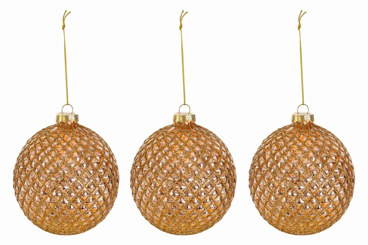 Set 3 palline in vetro oro - diam.12 cm - Le Stelle