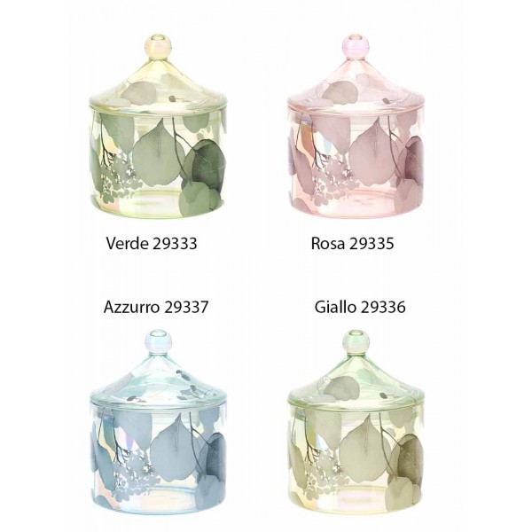 contenitore in vetro cangiante - vari colori - Linea Botanic - H.12 cm - Hervit