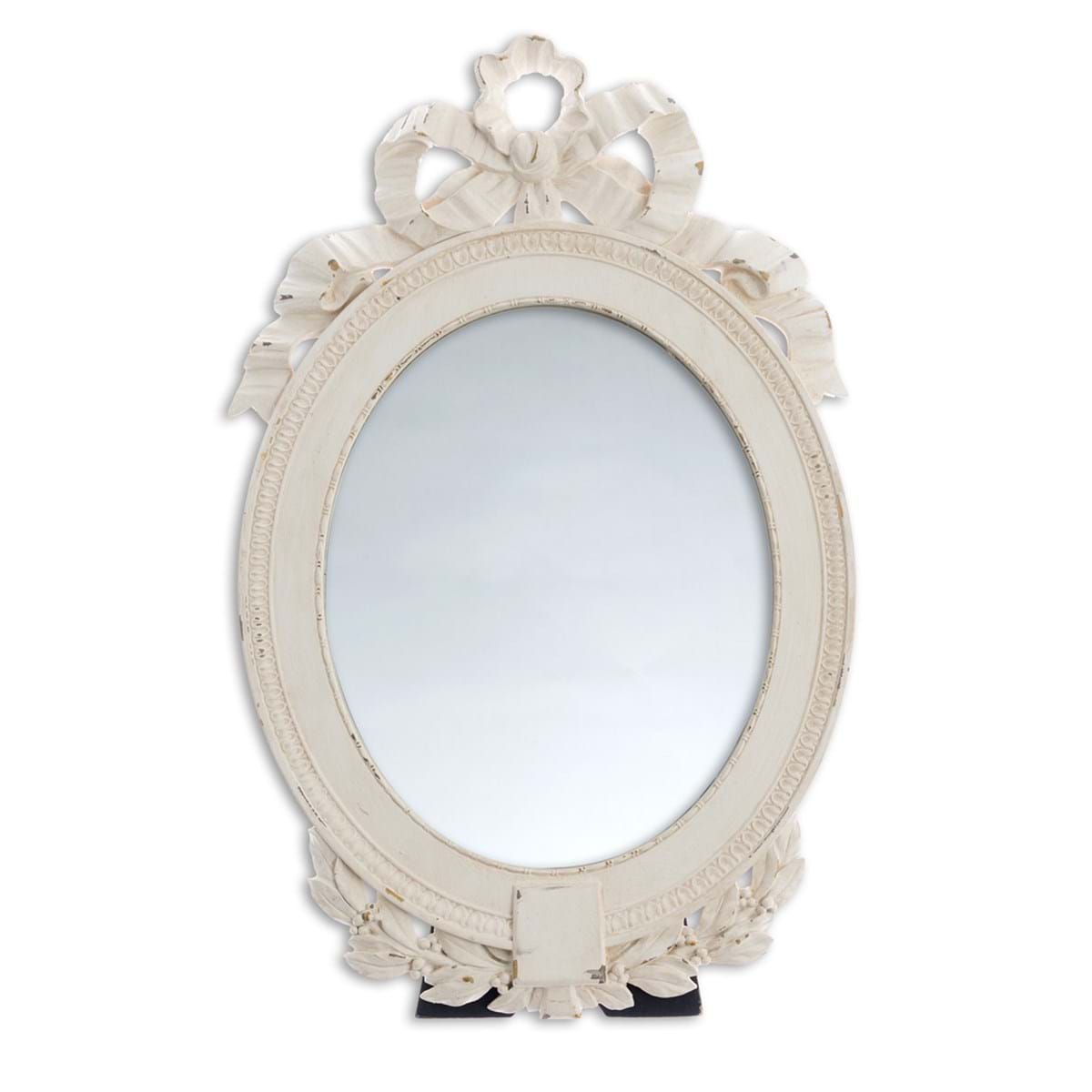 Specchio in resina con piedistallo - Collezione Momenti di calma - 27x42 cm - Blanc Mariclo