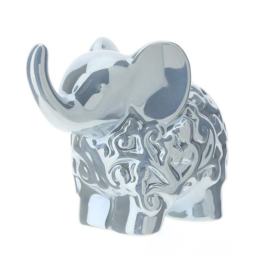 Elefantino azzurro in porcellana perlata - 12 cm - Hervit