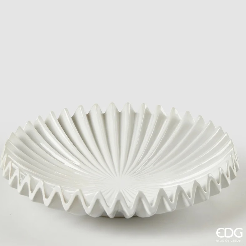 Centrotavola raggiera rotondo in ceramica bianco - diam.36.5 cm - EDG