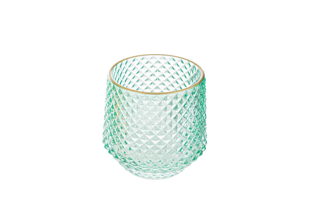 Portacandela in vetro colorato - Vari colori - H.10x9 cm - Le Stelle