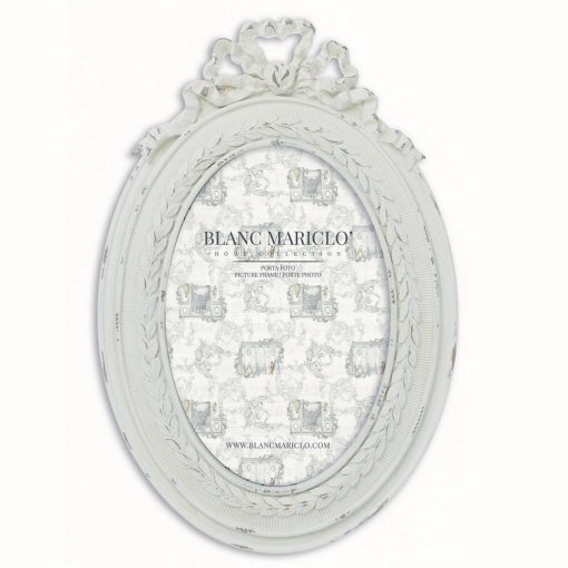 Portafoto ovale in resina Cavaliere della rosa - H.22 cm - Blanc Mariclo
