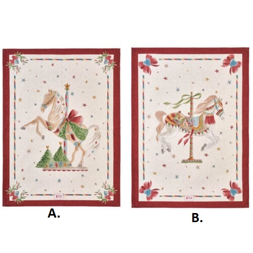 Strofinaccio natalizio in cotone Giostra - 2 varianti -  50x70 cm - Nuvole di Stoffa