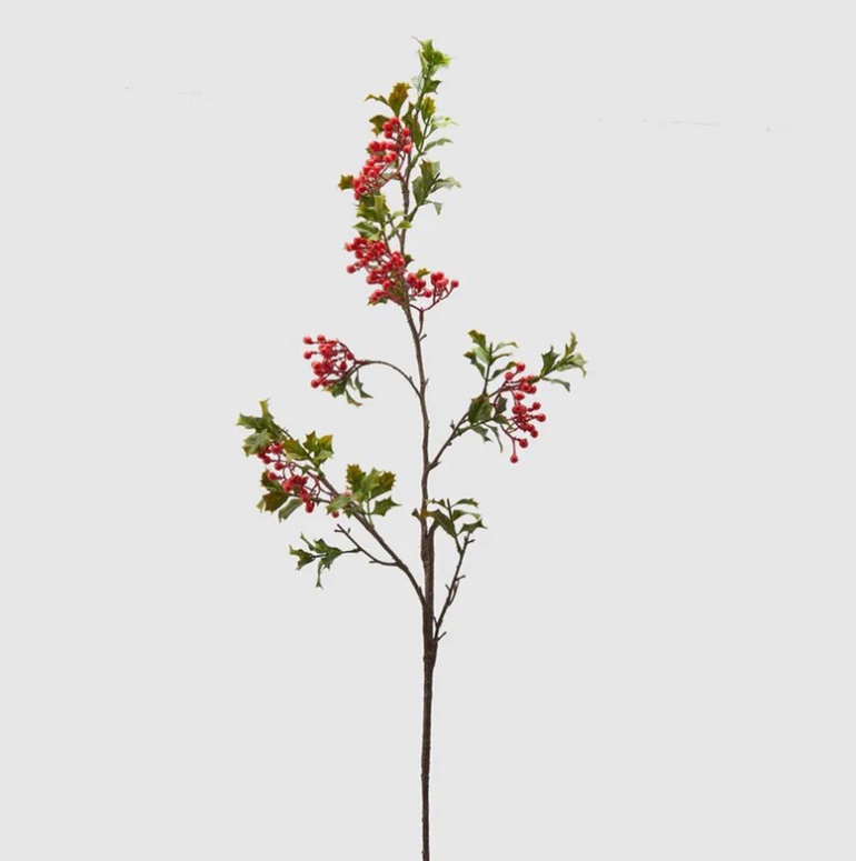 Ramo bacche e agrifogli - H. 97 cm - EDG