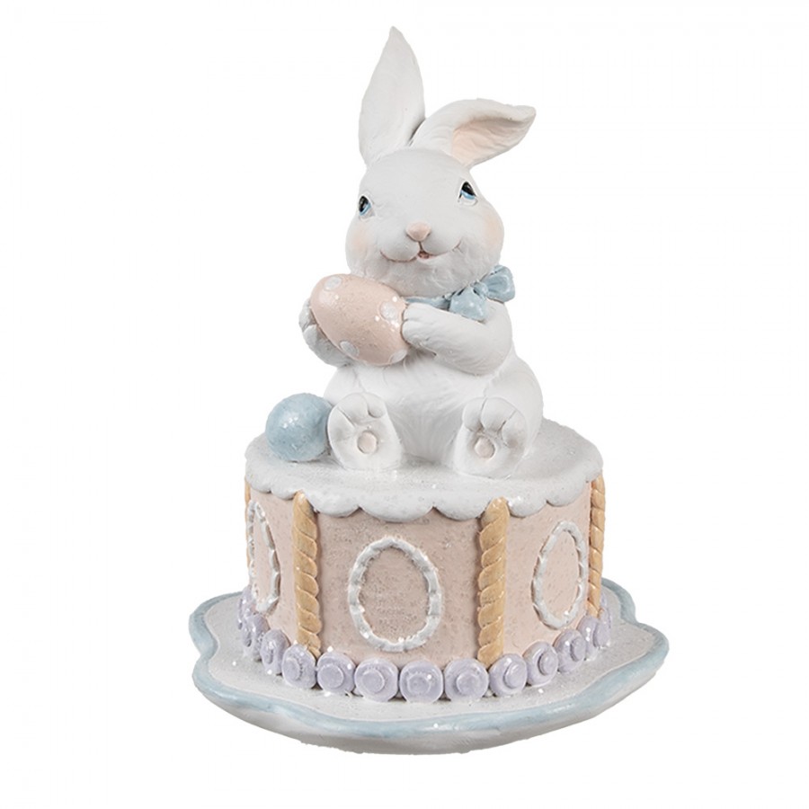 Statuetta decorativa coniglio su torta in resina - H.17x12 cm - Clayre e Eef