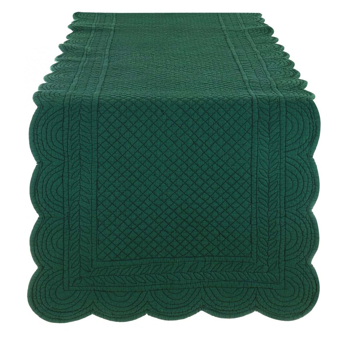 Runner trapuntato in cotone verde - Collezione Carmen - 45x140 cm - Blanc Mariclo