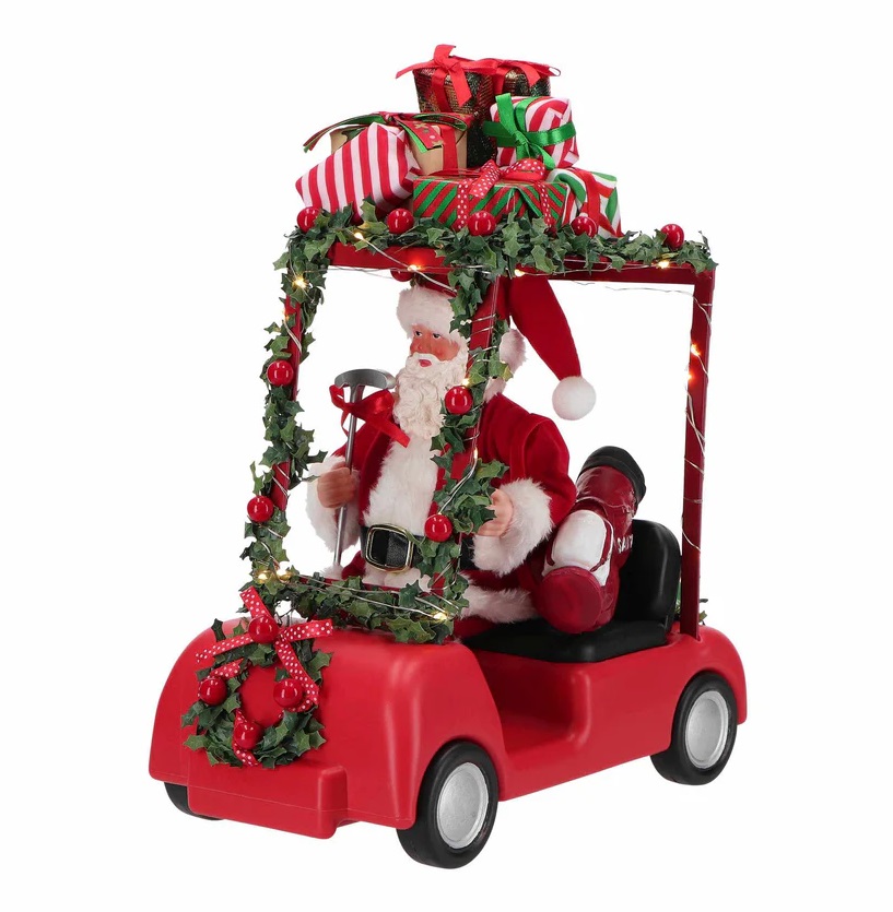 Babbo Natale in golf car  in plastica e resina - 27,9x18,4x34,9cm - Timstor