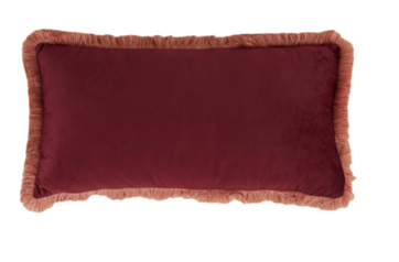 Cuscino arredo rettangolare velluto burgundy con frange - 60x30 cm - Light e Living