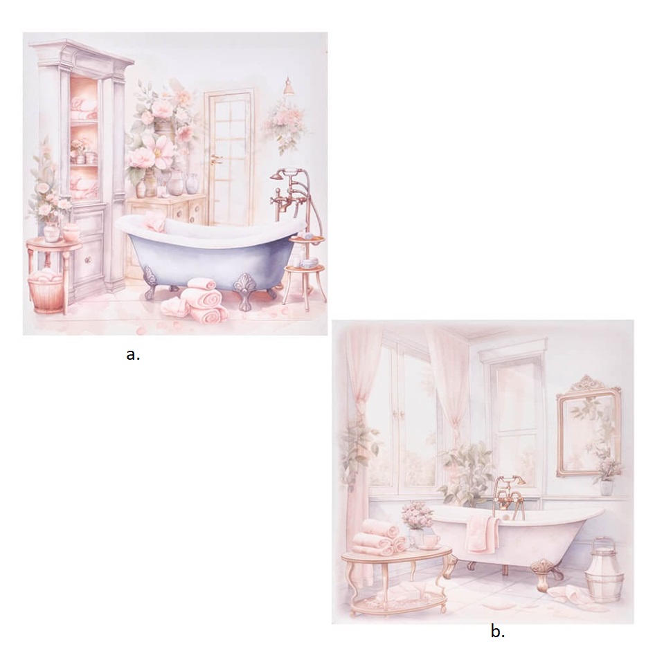 Quadro in legno c/stampa bagno vasca - 30x30 cm - Nuvole di Stoffa