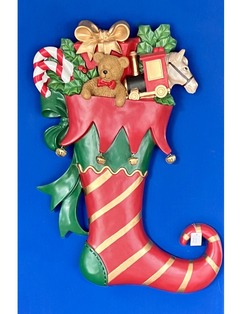 Calza di natale con regali in resina da muro - H. 78X45  cm - Goodwill