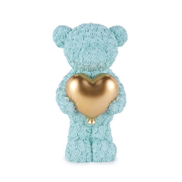 Orsetto AZZURRO in resina con cuore - H.16X9 - Henriette