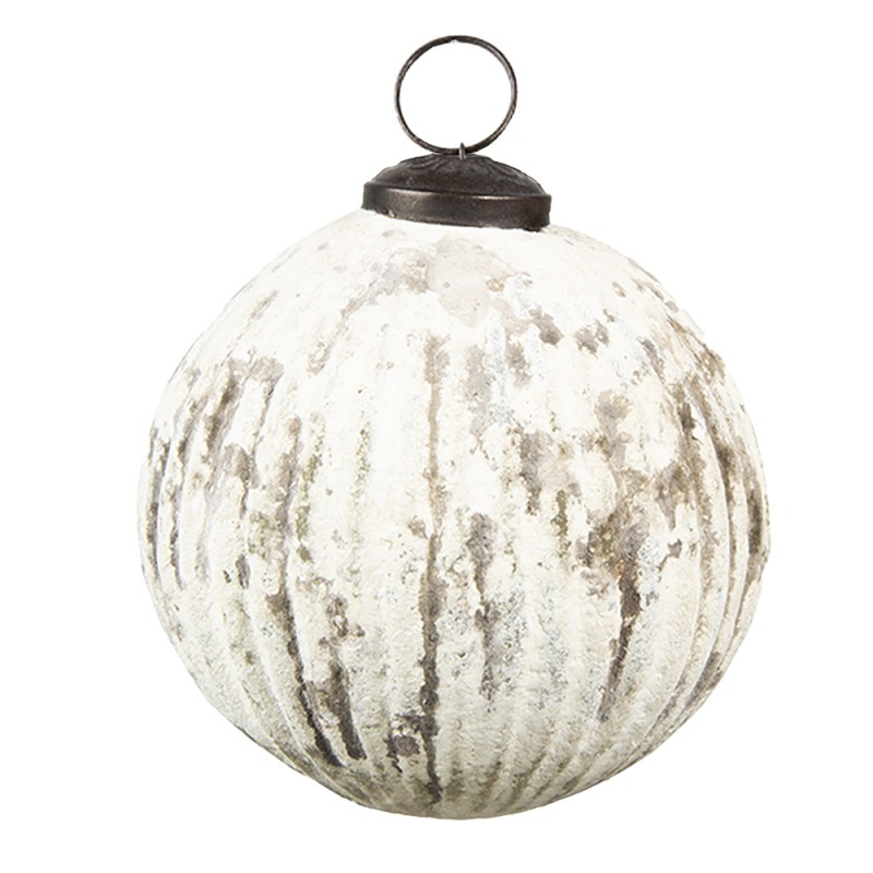 Palla natalizia in vetro bianco opaco - diam. 10 cm - Clayre & Eef