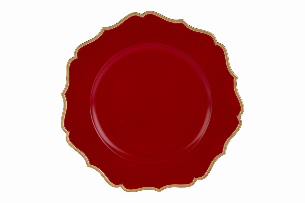 Sottopiatto natalizio in melamina rosso/oro - diam.33 cm - Le Stelle