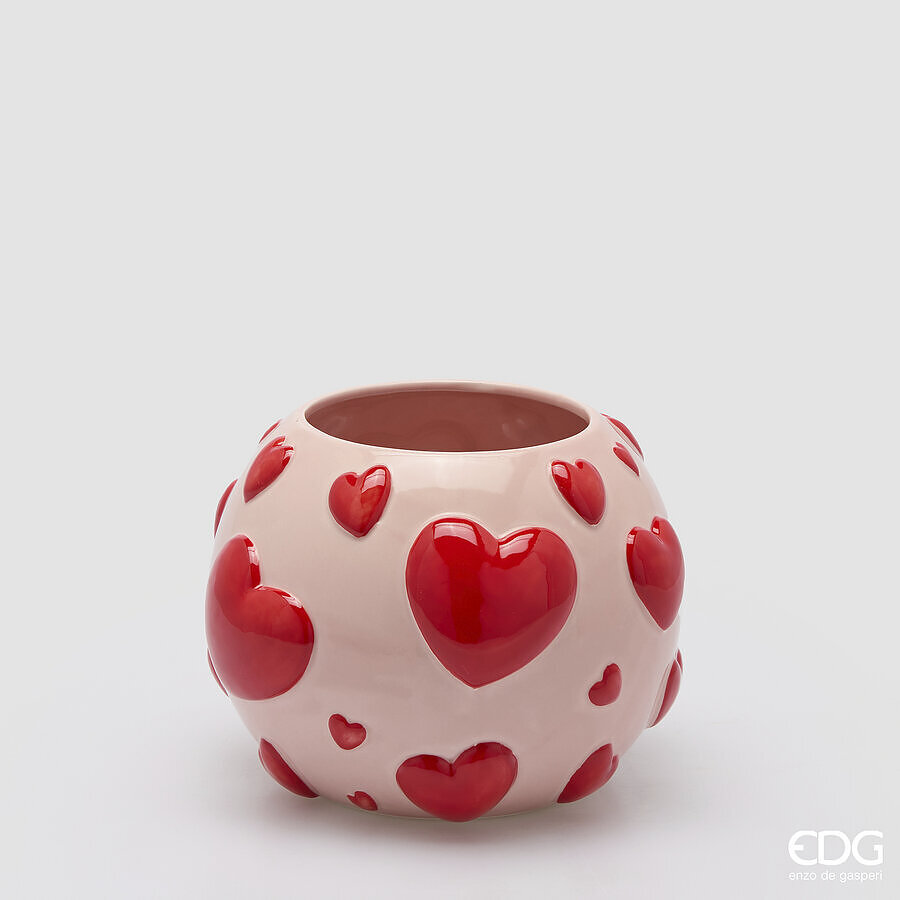 Vaso cuori a sfera in ceramica - H.18x22 cm - EDG